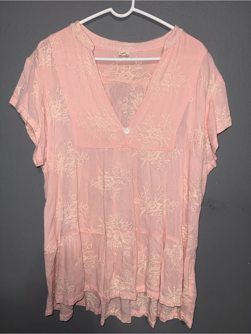 ivy jane Light Pink Embroidered V‑Neck Tunic